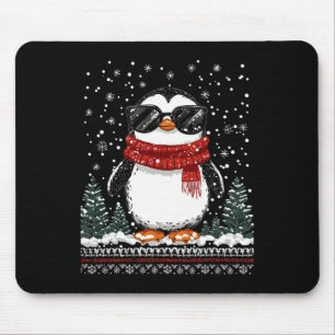 Funny Weihnachtspenguin mit Sungles Ugly Christma Mousepad