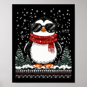 Funny Weihnachtspenguin mit Sungles Ugly Christma Poster
