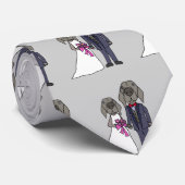 Funny Weimaraner Dog Brie und Groom Wedding Krawatte (Gerollt)