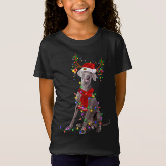 Funny Weimaraner Dog Tree Weihnachtslicht Xmas Pa T-Shirt
