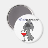 Funny Weimaraner Hund trinkt Roten Wein Magnet (Vorderseite/Rückseite)