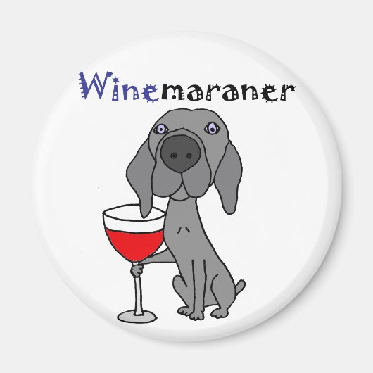 Funny Weimaraner Hund trinkt Roten Wein Magnet (Vorne)