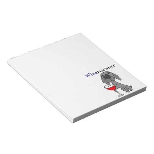 Funny Weimaraner Hund trinkt Roten Wein Notizblock (angewinkelt)