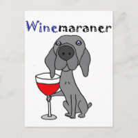 Funny Weimaraner Hund trinkt Roten Wein