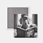 Funny Weimaraner liest ein Buch über die Jagd Magnet (Vorderseite/Rückseite)