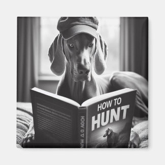 Funny Weimaraner liest ein Buch über die Jagd Magnet