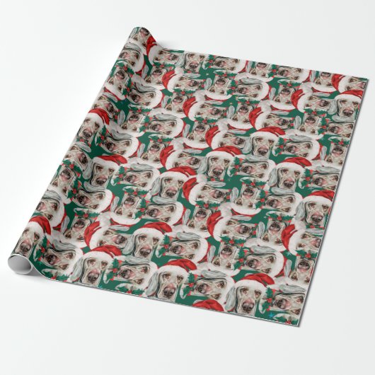 Funny Weimaraner Weihnachtsmuster Geschenkpapier (Ungerollt)
