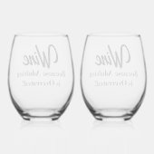 Funny - Wein, weil Erwachsene überbewertet ist! Weinglas Ohne Stiel (Rückseite)