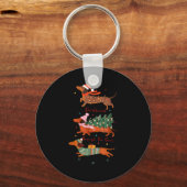 Funny Weiner Dog Dachshund Through The Snow Merry Schlüsselanhänger (Vorderseite)