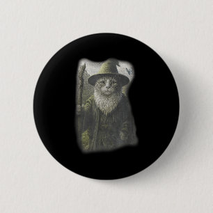 Funny Weird Kitten Wizard Ghost Cat Meme Catdalf H Button