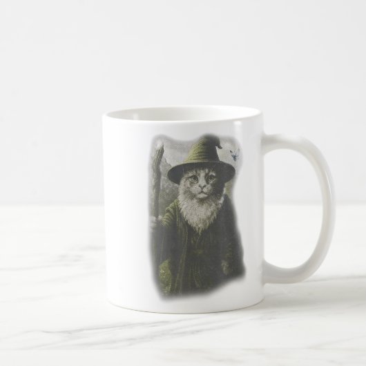 Funny Weird Kitten Wizard Ghost Cat Meme Catdalf H Kaffeetasse (Rechts)