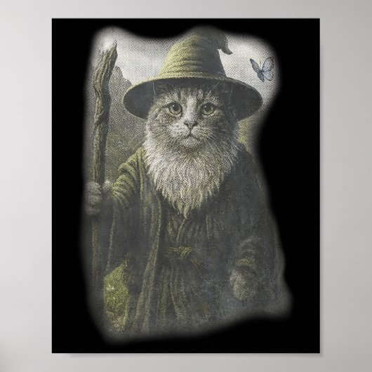 Funny Weird Kitten Wizard Ghost Cat Meme Catdalf H Poster (Vorne)