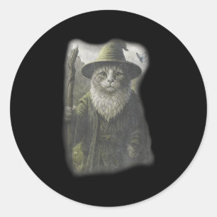 Funny Weird Kitten Wizard Ghost Cat Meme Catdalf H Runder Aufkleber