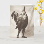 Funny Weird Vintages Foto von Hühnerkostüm Karte (Gelbe Blume)