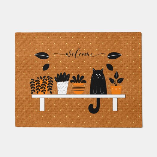 Funny Welcome Bookshelf Verstecken Black Cat Zuhau Fußmatte (Vorderseite)