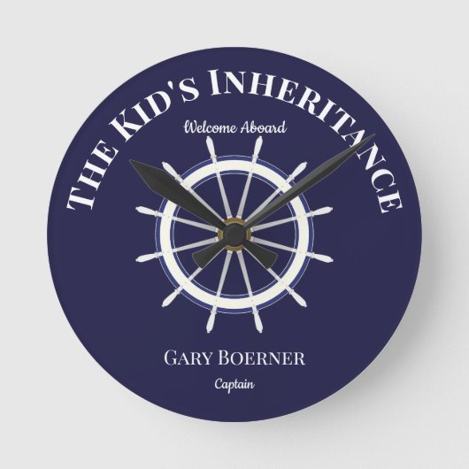 Funny Welcome On Board's Wheel Wall Clock Runde Wanduhr (Vorderseite)