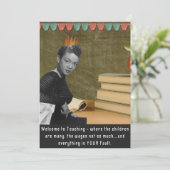 Funny Welcome Teacher Vintag Black Woman Card (Stehend Vorderseite)