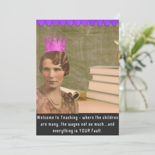 Funny Welcome Teacher Vintag Woman Karte (Stehend Vorderseite)