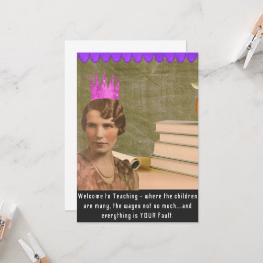 Funny Welcome Teacher Vintag Woman Karte (Vorderseite/Rückseite Beispiel)