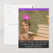 Funny Welcome Teacher Vintag Woman Postcard Postkarte (Vorne/Hinten)