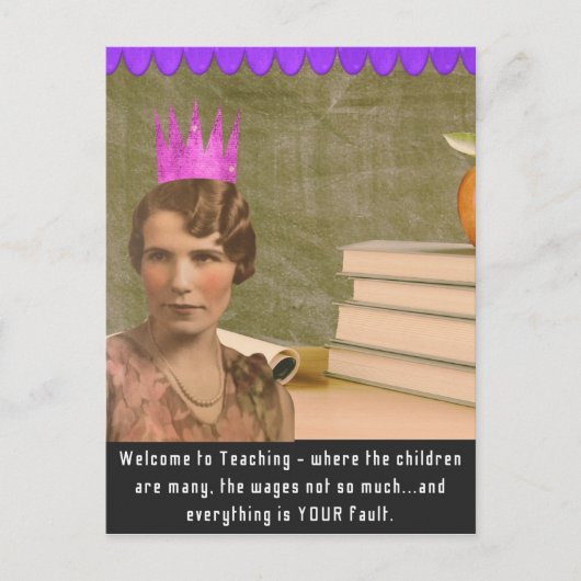 Funny Welcome Teacher Vintag Woman Postcard Postkarte (Vorderseite)