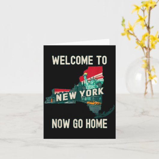 Funny Welcome To New York Retro Design, Funny New Karte (Gelbe Blume)