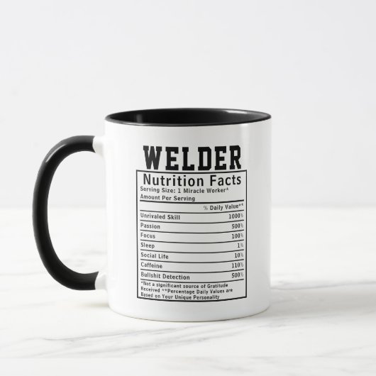 Funny Welder Nutrition Fakten Mitarbeiter Geschenk Tasse (Links)