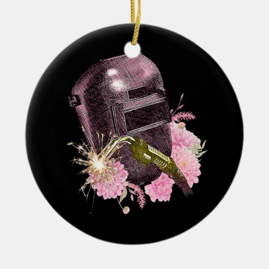 Funny Welding Welders Pink Helmet Welder Spark Keramik Ornament (Vorne)