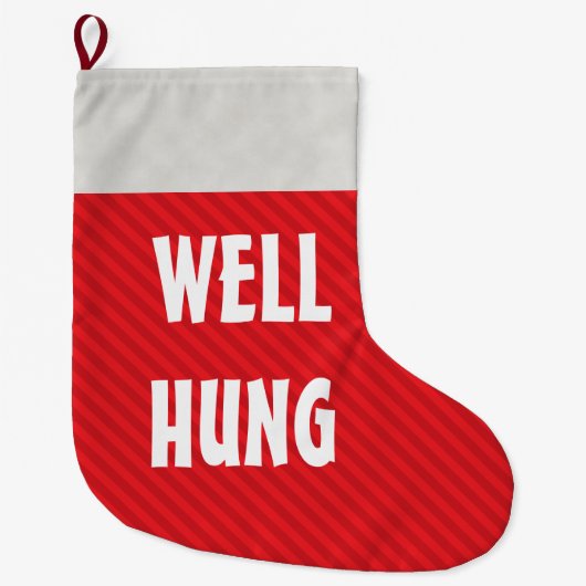 Funny Well Hung Red Stripe Großer Weihnachtsstrumpf (Vorderseite)