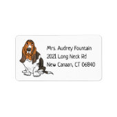 Funny Welpe Hund Cartoon Niedlich Basset Hound Adressaufkleber (Vorne)