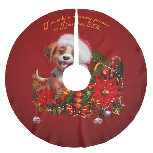 Funny Welpe Polyester Weihnachtsbaumdecke (Vorderseite)