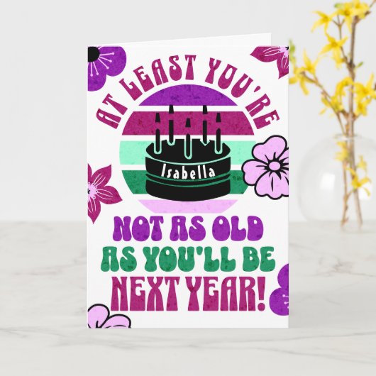 Funny, wenigstens bist du nicht. Gefaltete Grußkar Karte (Gelbe Blume)