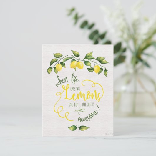 Funny, wenn das Leben dir Lemons Note Card gibt Dankeskarte (Stehend Vorderseite)