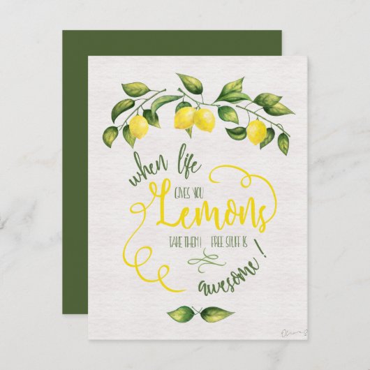 Funny, wenn das Leben dir Lemons Note Card gibt Dankeskarte (Vorne/Hinten)