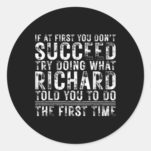 Funny, wenn Sie zuerst nicht erfolgreich sein Gebu Runder Aufkleber (Vorderseite)