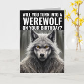 FUNNY WEREWOLF BIRTHDAY GREETING CARD KARTE (Gelbe Blume)