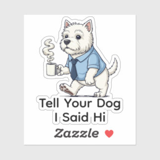 Funny West Highland Whit Dog Business Suit Coffee Aufkleber