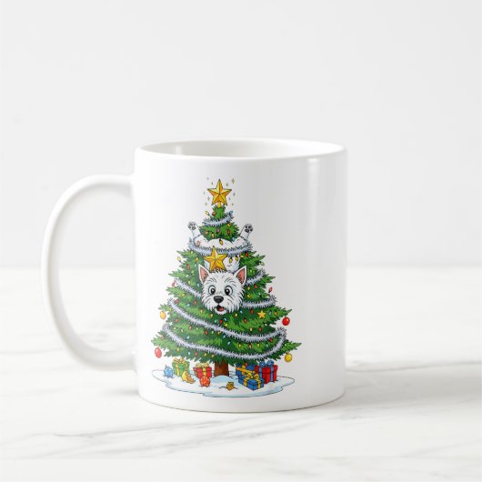 Funny West Highland White Terrier Dog Christmas Tr Kaffeetasse (Links)