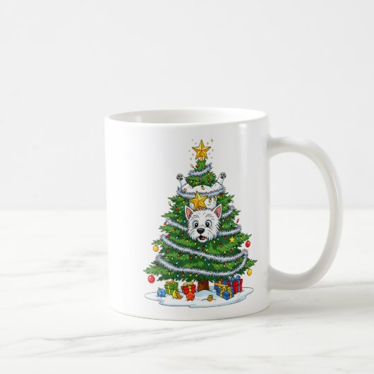 Funny West Highland White Terrier Dog Christmas Tr Kaffeetasse (Rechts)