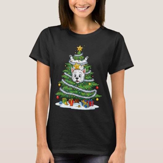 Funny West Highland White Terrier Dog Christmas Tr T-Shirt (Vorderseite)