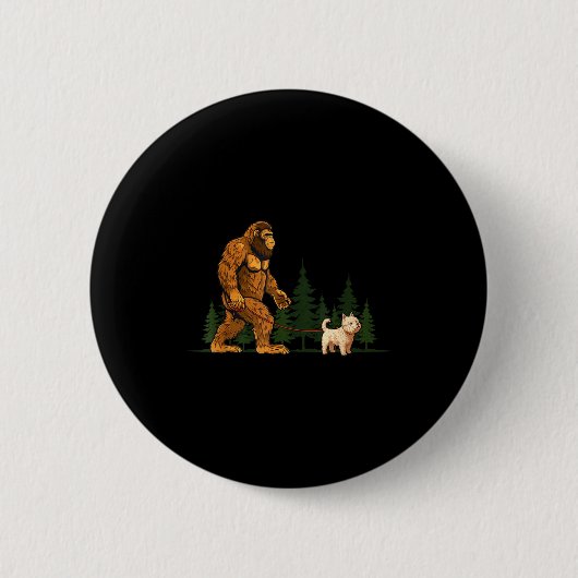 Funny West Highland White Terrier Westie Bigfoot D Button (Vorderseite)