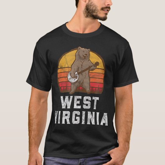 Funny West Virginia Grizzly Bear Bluegrass Banjo T-Shirt (Vorderseite)