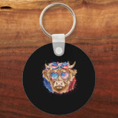 Funny Western America Kuh 4. Juli Schlüsselanhänger (Vorderseite)