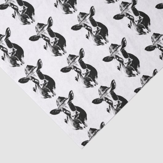 Funny Western Cow Schwarz-Weiß-Design Seidenpapier (Ausschnitt)