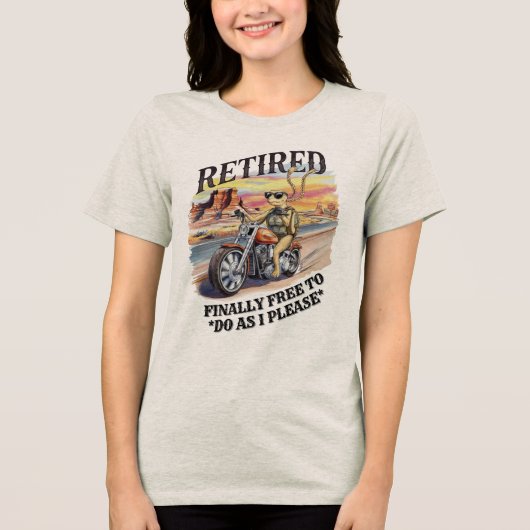 Funny Western Rentirement Tortoise Biker Freedom d Tri-Blend Shirt (Vorderseite)