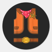 Funny Western Sheriff Halloween Cowboy Vest Simple Runder Aufkleber (Vorderseite)