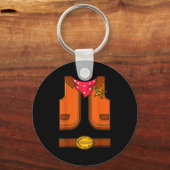 Funny Western Sheriff Halloween Cowboy Vest Simple Schlüsselanhänger (Vorderseite)