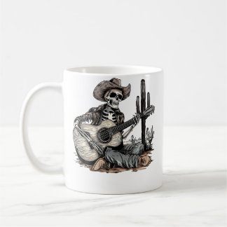 Funny Western Skeleton Cowboy Playing Guitar Count Kaffeetasse