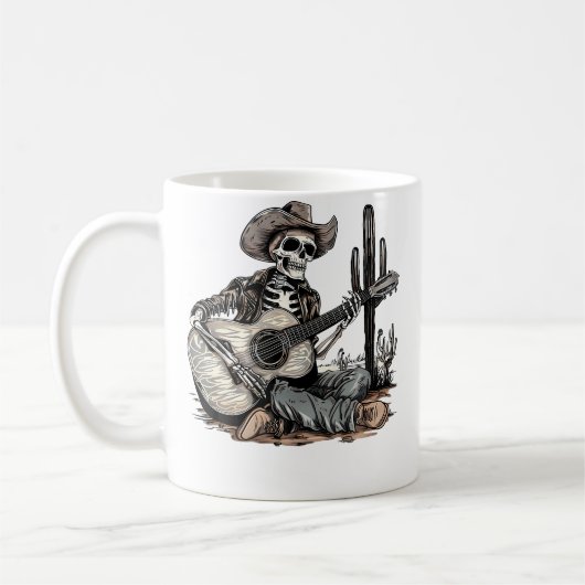 Funny Western Skeleton Cowboy Playing Guitar Count Kaffeetasse (Links)
