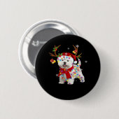 Funny Westie Christmas T-Shirt Reindeer Christmas  Button (Vorne & Hinten)